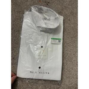NWT Neil Allyn Tuxedo Shirt Mens XS 32/33 White Laydown Collar Pleated